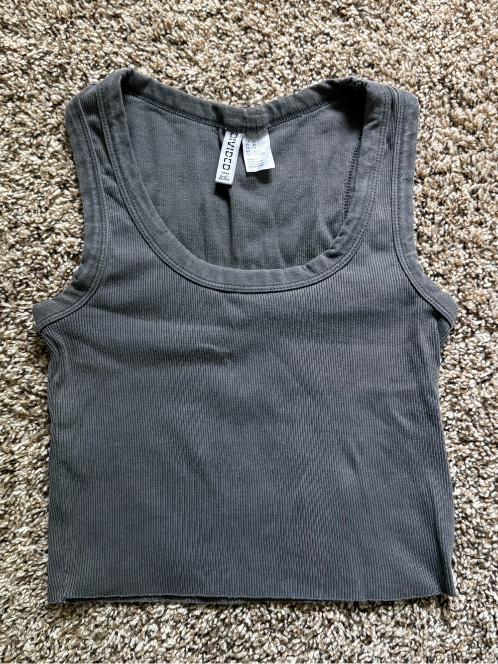 H&M Charcoal Ribbed Crop Tank Top